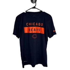 NIKE Chicago Bears NFL Sports Dri-Fit Shirt Men’s Medium Navy Orange Football